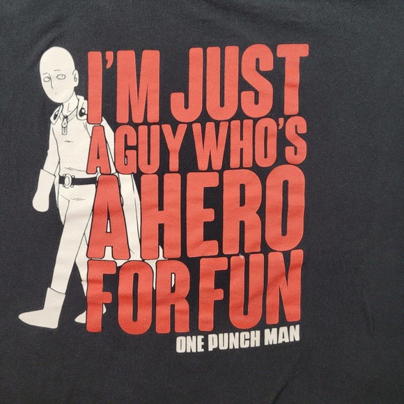 One Punch‎ Man Shirt Mens Extra Large Black Adult Swim Nerd Retro Graphic Tee - Picture 3 of 10